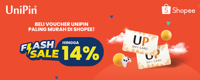 Voucher UniPin termurah di Shopee - Promo Flash Sale Diskon hingga 14% di Shopee